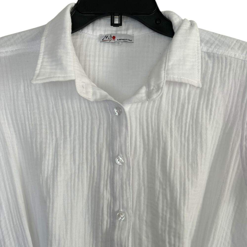 Mijo by Michelle Jonas White Gauze Cotton Button-Down Midi Dress Size S - Picture 4 of 6